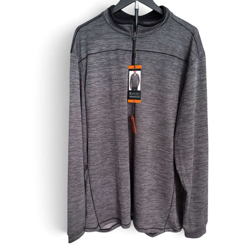 Pebble Beach Dryluxe Golf Performance 1/4 Zip Pullover Men XXL Heather Gray NWT